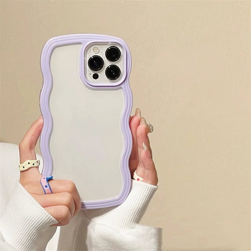 Simple Fashion Wave Frame Clear Shockproof Back Phone Case