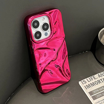 Plating Red Water Ripple Wrinkle Texture Phone Case