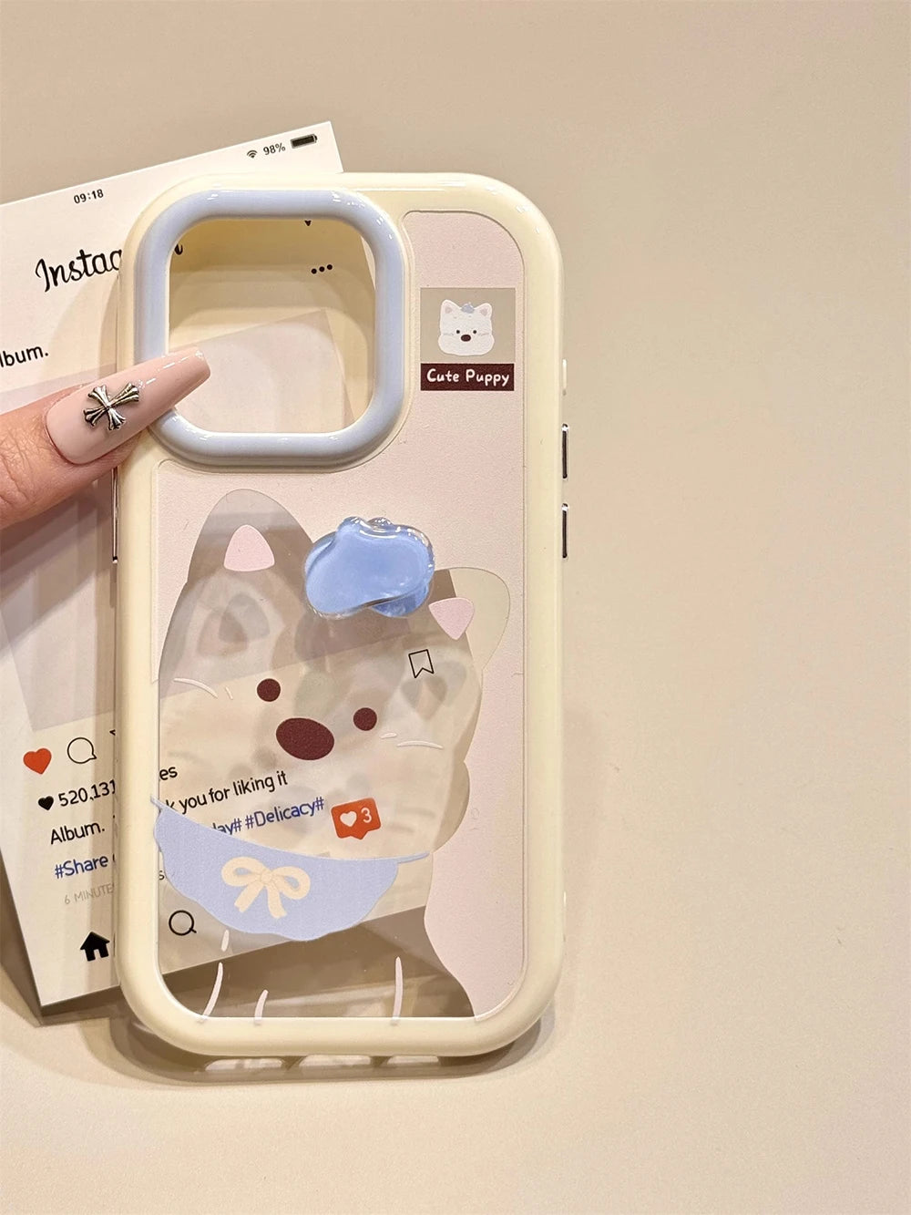 Cute Animal Fruits Series Rotating Stickers with Holder Phone Case