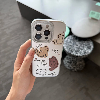 Plating Silver Glitter Cute Cat Cartoon Phone Case