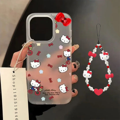 Hello Kitty Bicyle Red Bow Strap Bicyle Phone Case