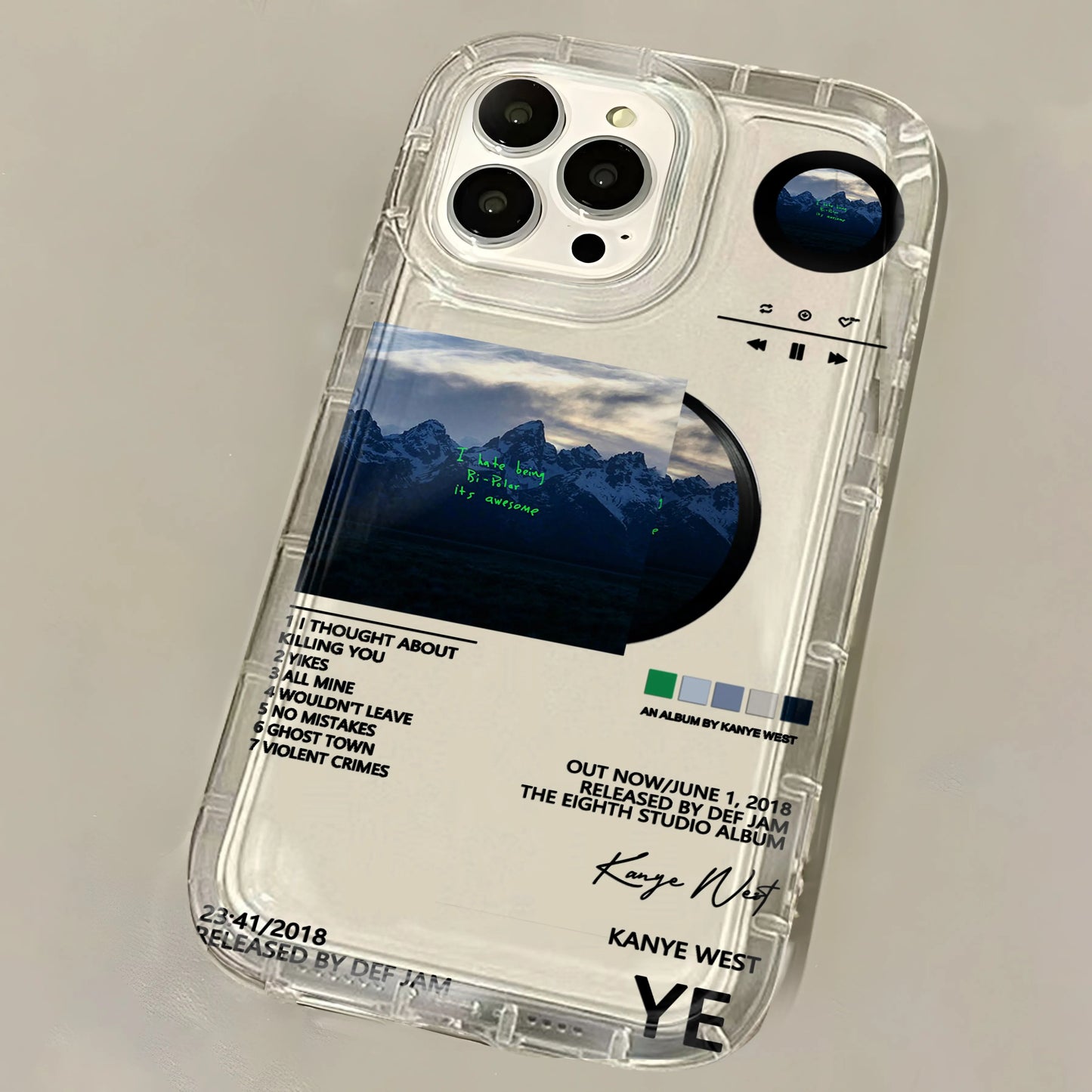 New Rapper Kanye West Hot Album Clear Phone Case