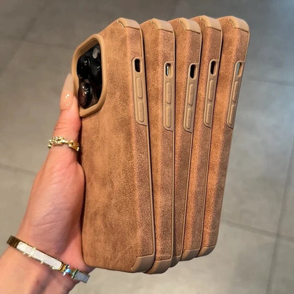 Luxury Matte Soft Leather Desert Gold Phone Case