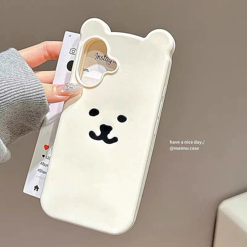 Kawaii Self Mocking Bear Concise Cartoon Soft Silicon Shockproof Phone Case