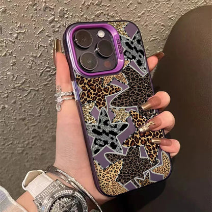 Material Phone Case Black Leopard Print Star Cover