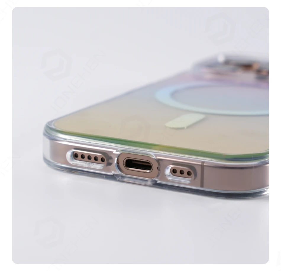 For Magsafe Gradient Clear Laser Aurora Phone Case
