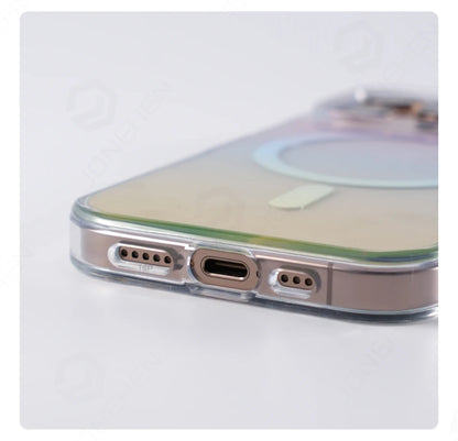 For Magsafe Gradient Clear Laser Aurora Phone Case