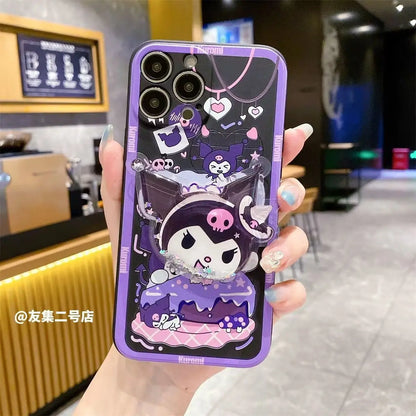 Sanrio Kuromi Phone Case with Shoulder Strap for iPhone
