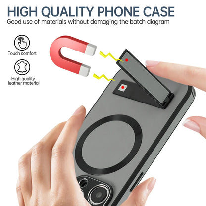 Magnetic Leather iPhone Case with Stan