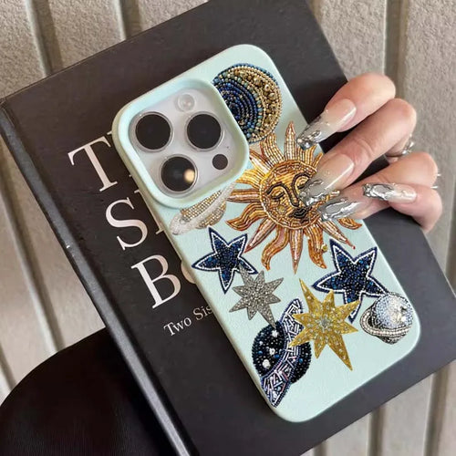 Mosaic Print Of Spaceships Stars Lichee Pattern Phone Case