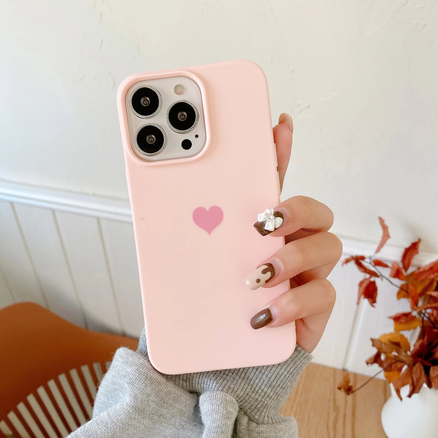 Matte Candy Color Love Heart Silicone TPU Soft Phone Case