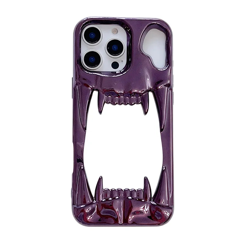 Luxury 3D Tiger Tooth Hollow Dissipate Heat Phone Case