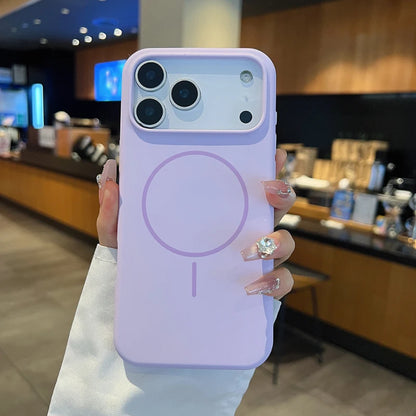 For Magsafe Magnetic Wireless Charging Luxury Solid Color Liquid Silicone Phone Case