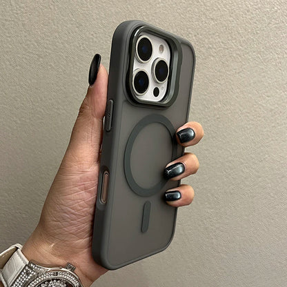 Luxury Metal Camera Stand Holder Matte Clear Phone Case