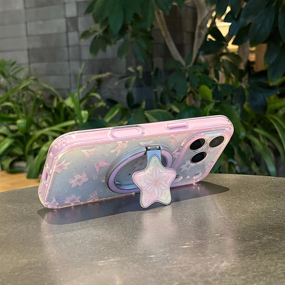 2 IN 1 Cute Flower Dot Magnetic Grip Tok Wireless Charge Phone Case