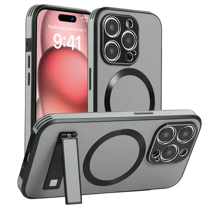 Magnetic Leather iPhone Case with Stan