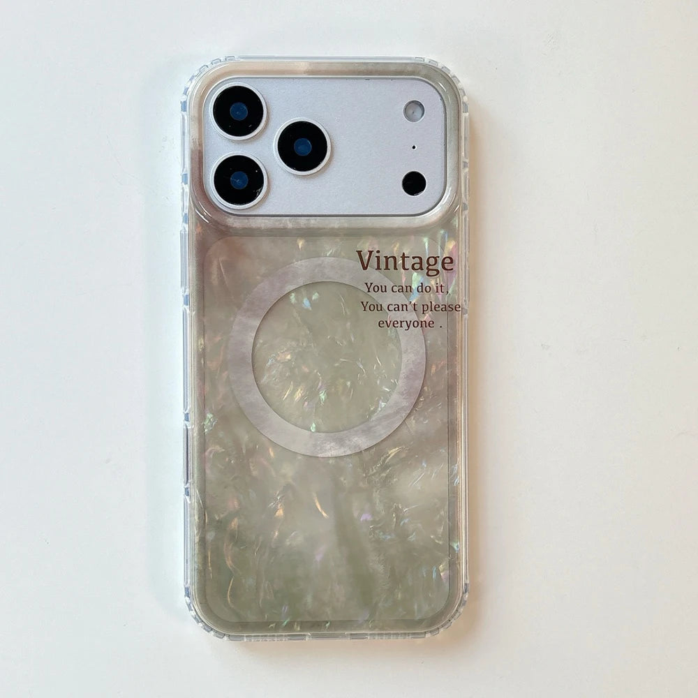 Gradient Shell Pattern Wireless Charge Magnetic Clear Phone Case