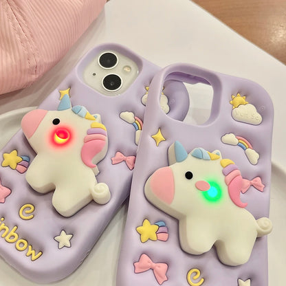 Cute 3D Cartoon Rainbow Unicorn Horse Phone Case