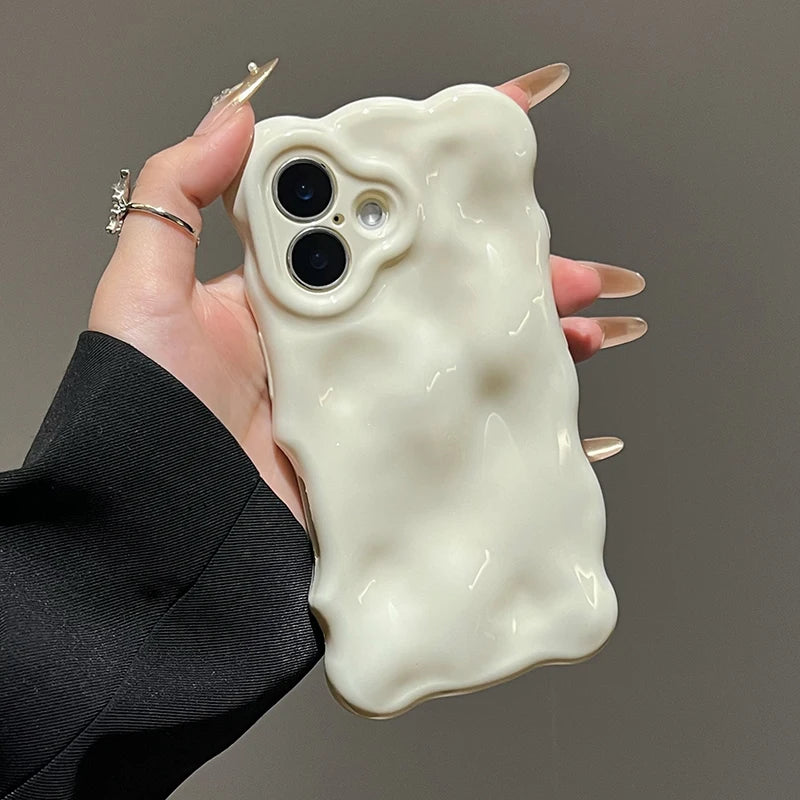Ins Fashion White 3D Wave Texture Phone Case