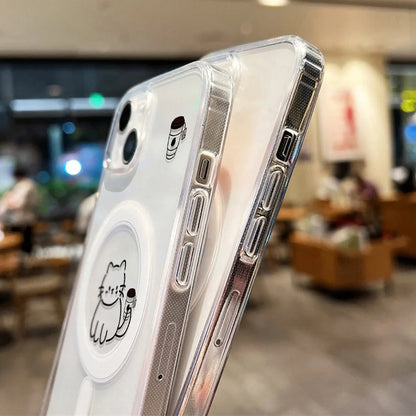 Cute Cat For Magsafe Wireless Charger Phone Case