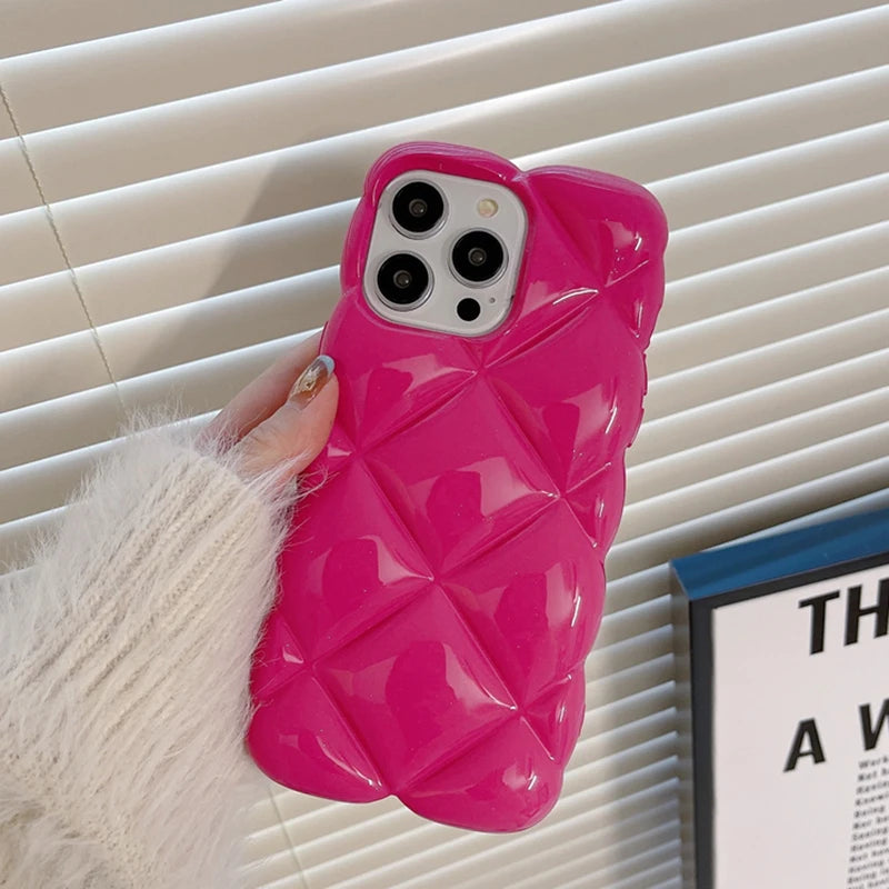 Rose Diamond Grid Pattern Phone Case