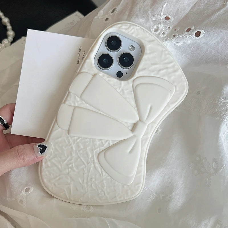 Fashion 3D Bow Pearl Crossbody Bag Pattern Silicone Phone Case