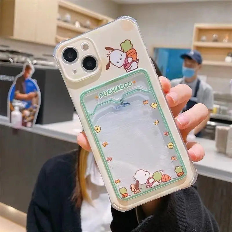 Kuromi Melody Card Holder Phone Case for iPhone