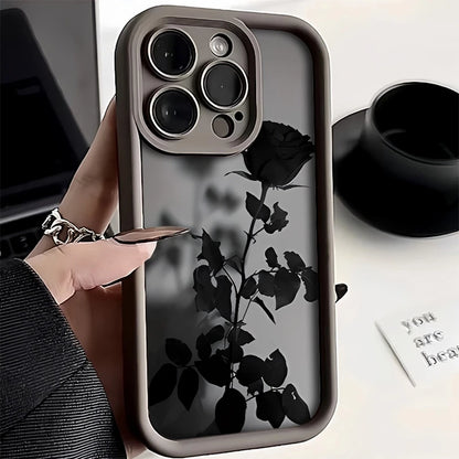 Minimalist Black Rose Pattern Phone Case