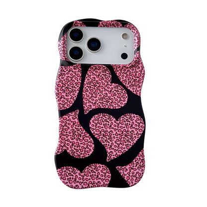 2 IN 1 Cute Heart Luxury Leopard Pattern Phone Case