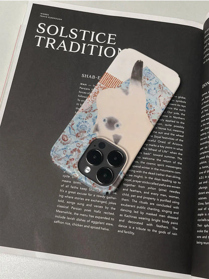 Vintage Siamese Cat Artistic Phone Case for iPhone