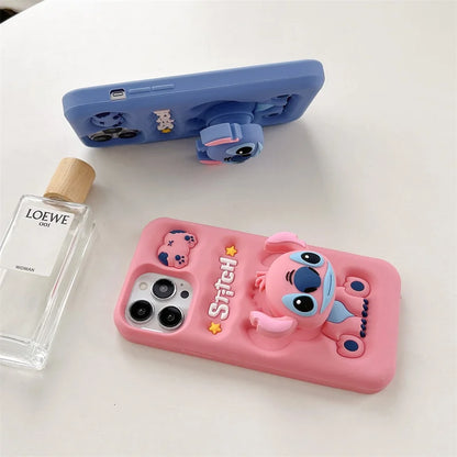 Cartoon Stitch Phone Case with Pop Holder for iPhone