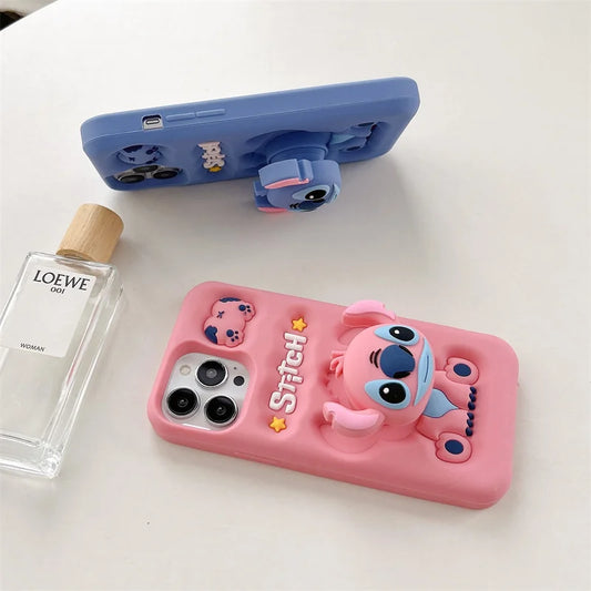 Cartoon Stitch Phone Case with Pop Holder for iPhone