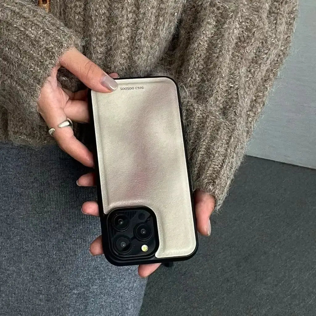 Retro Brown Gradient Leather Shockproof Protective Phone Case