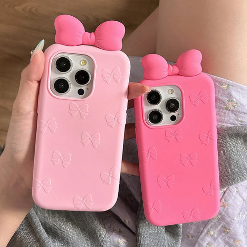 3D Cute Bowknot Cartoon Tie Silicone Phone Case