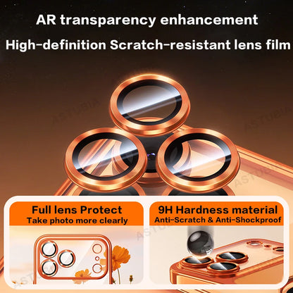 Luxury Plating TPU Orange Clear Phone Case