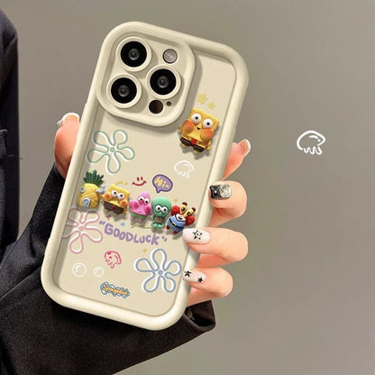 Cute SpongeBob Family Toy Cartoon Multistep Soft Phone Case