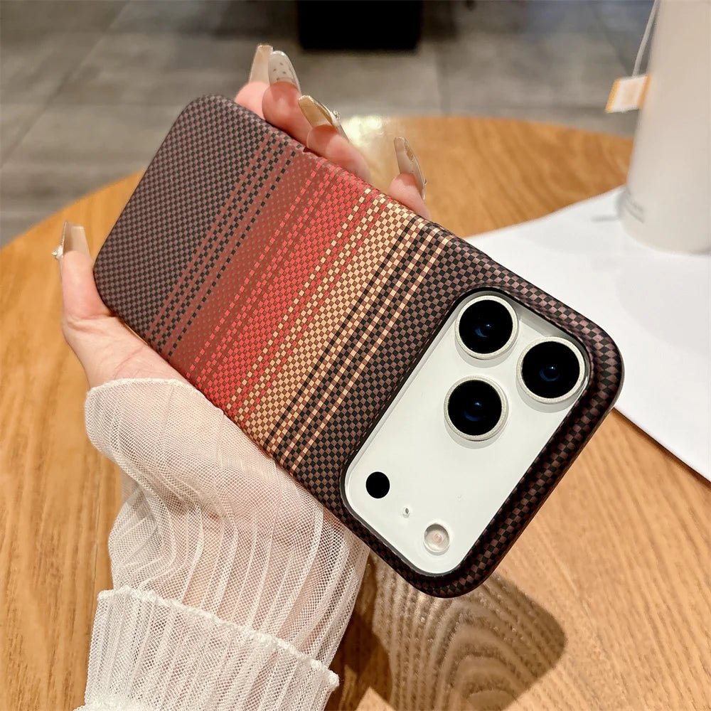 Colourful Kevlar Carbon Fibre Pattern Magnetic Phone Case