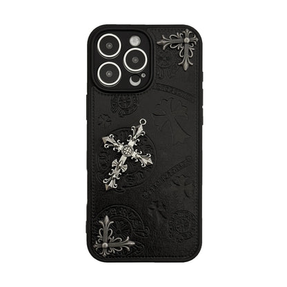 Luxurious Three-dimensional Cross Kroxin PU Leather Printed Grand Phone Case New