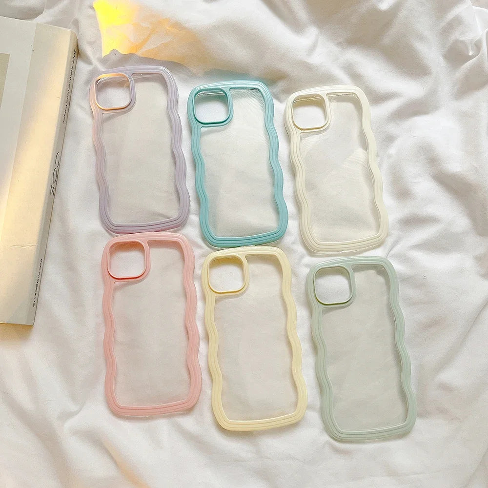 Fashion Transparent Curly Wave Case