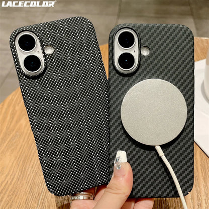 Luxury Carbon Fiber Kevlar Pattern For Magsafe Magnetic Phone Case