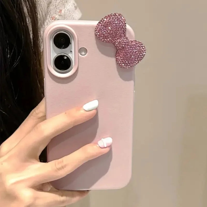 Cute 3D Diamond Bow Pink Phone Case