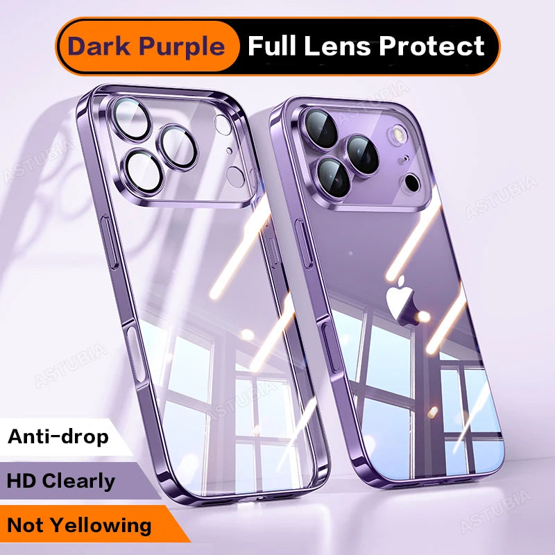 Luxury Plating TPU Orange Clear Phone Case