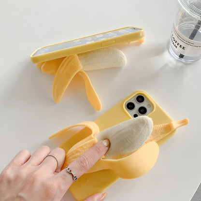 Funny 3D Stress Reliever Peeled Banana Phone Case