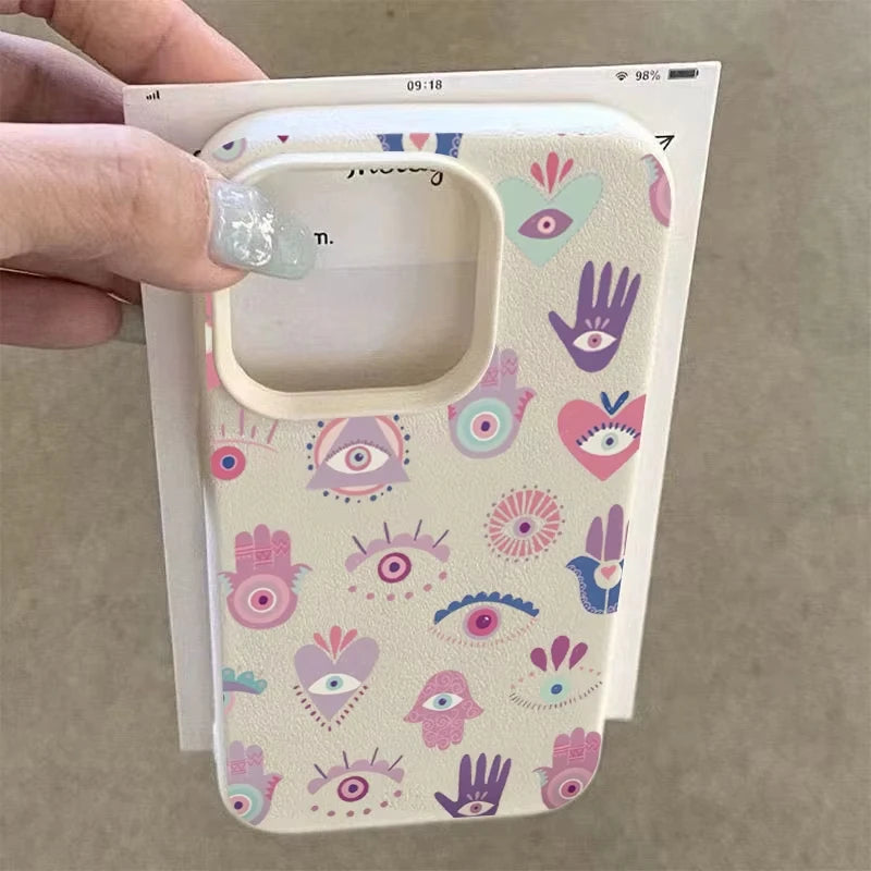 Pink Purple Eyes Lichee Pattern Silicone Phone Case