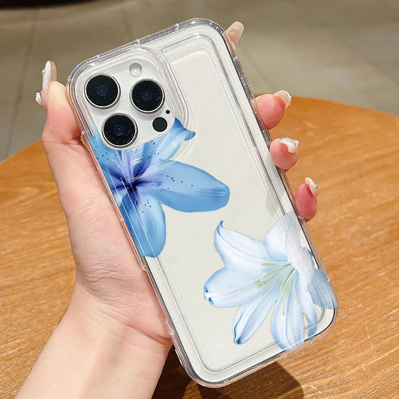 Flower Summer Blue Lily Clear Phone Case