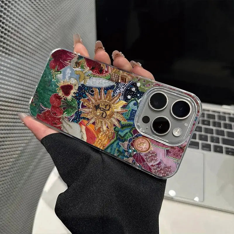 Ins Korean Full Screen Abstract Sun Graffiti Phone Case