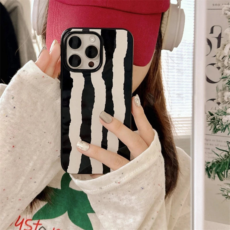Simple Fashion Striped Polka Dot Black Phone Case