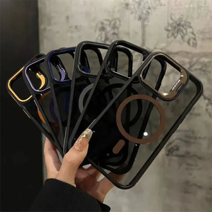 For Magsafe Wireless Charge Metal Lens Protection Stand Phone Case