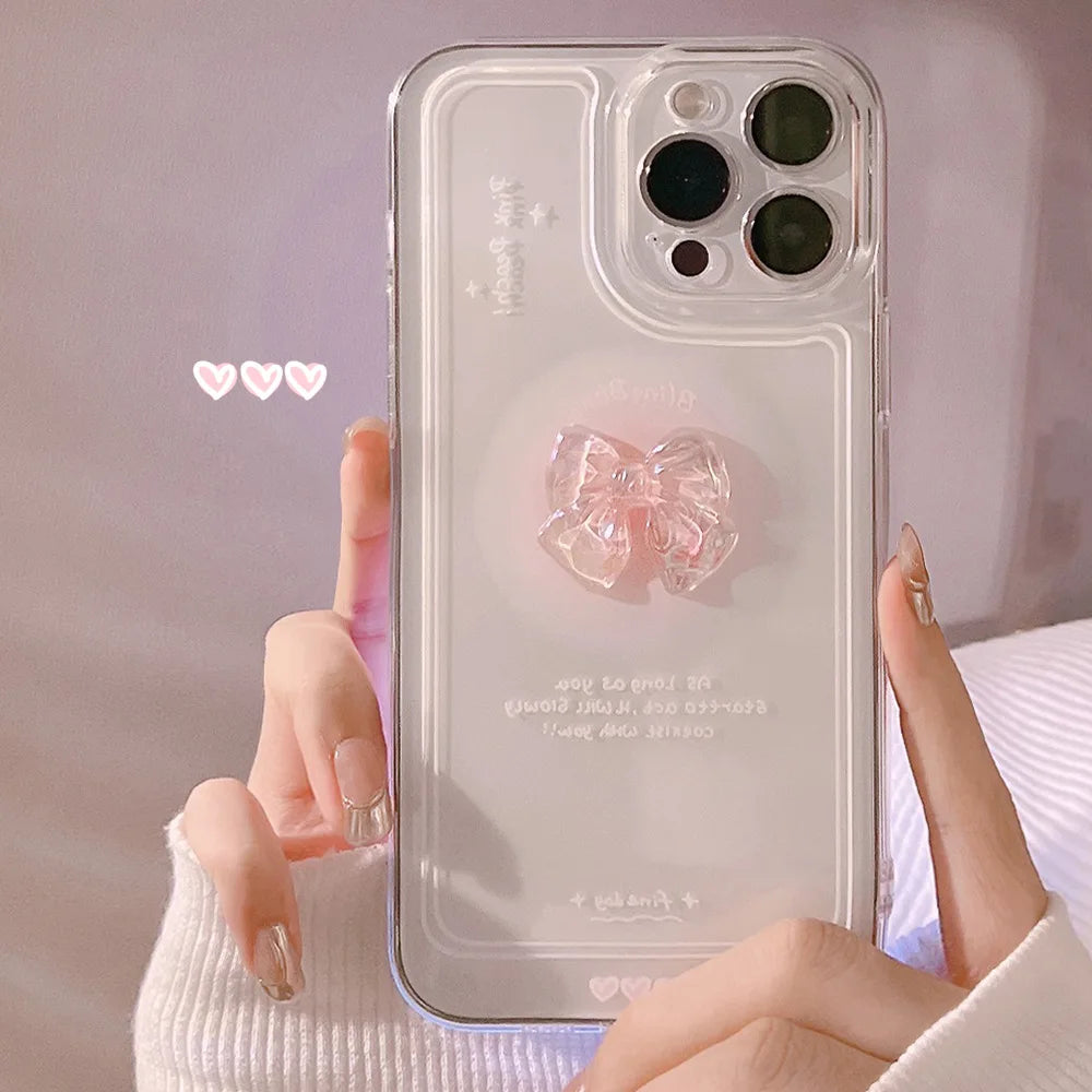 Cute 3D Crystal Bow Love Heart Phone Case