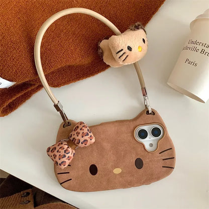Brown Leopard Print Hello Kitty Big Face Phone Case